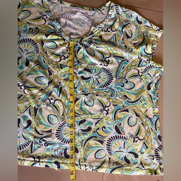 Liz Claiborne Womens Blouse 3X Sheer Multicolor Lightweight Pleated Front cotton - Picture 6 of 9